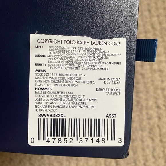 NEW Polo Ralph Lauren socks in gift box XL - Picture 4 of 4